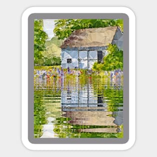 home on jungle river - pixel artwork painting Sticker